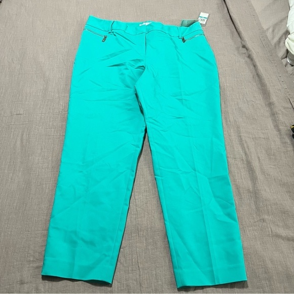 NWT Chaus New York turquoise trousers Plus Size 16 Zipper Pocket Business Party - Picture 2 of 7